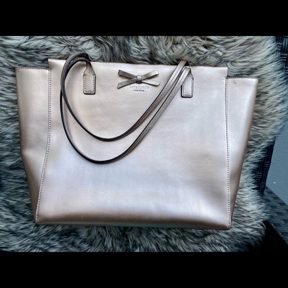 NWT Kate spade Rose gold tote purse fits laptop